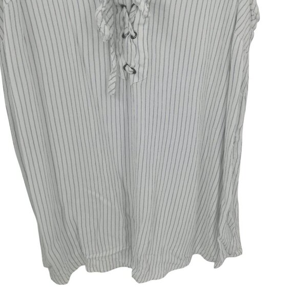 Torrid Striped Faux Lace Up Front Tank Top Size 1X Plus White Blue Spaghetti - Picture 5 of 10